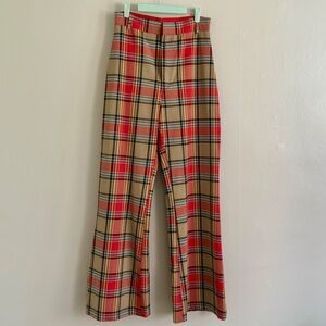 New! Free People plaid pants- High rise trousers- Wide leg- Size 10